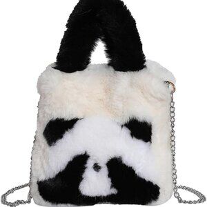 Women's Panda Plush Shoulder Bag with Chain Shoulder Panda Crossbody Bag Handbag